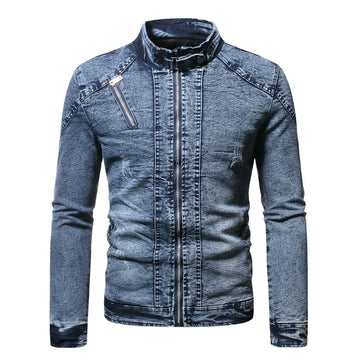 Riolio Fashion Spring Casual Jacket Mens Velvet Streetwear Denim Jacket  Stand Collar Jean Jackets Male Slim Fit Coat Outerwear
